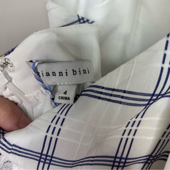 Gianni Bini x Venita Aspen Tinsley Plaid Maxi Dress Halter‎ Ivory/Navy Sz 4 NWT - Picture 10 of 13